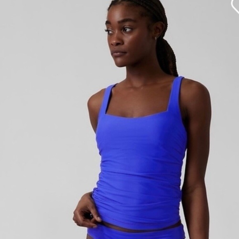 NWT Athleta 32B 32C Square Neck Bra Cup Tankini Swim Top Cerulean Cobalt Blue